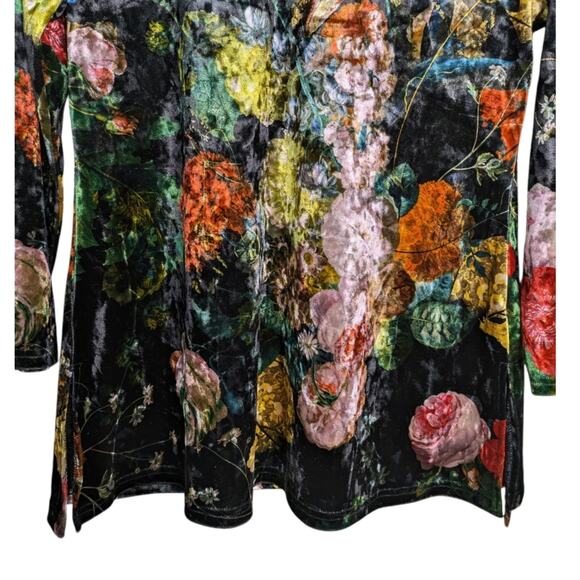 NEW Calessa Velvet Floral V Neck Top Small Whimsygoth Fairygrunge Boho Dark - Picture 4 of 9